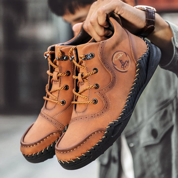 Mens Wear-resistant Retro Style Ankle Boots