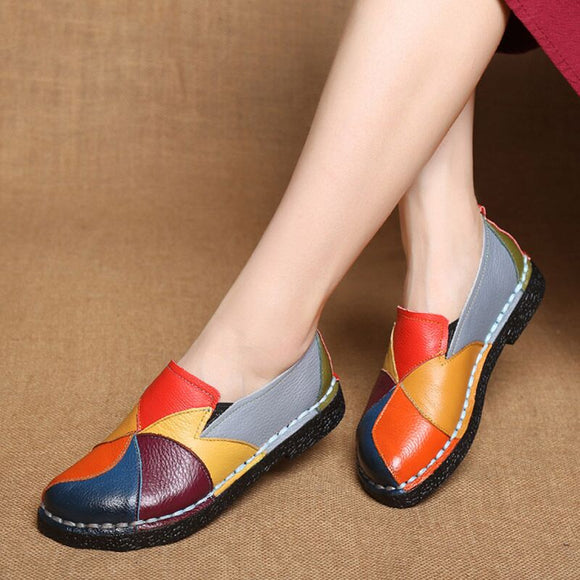 Women Genuine Leather Loafers Mixed Colors