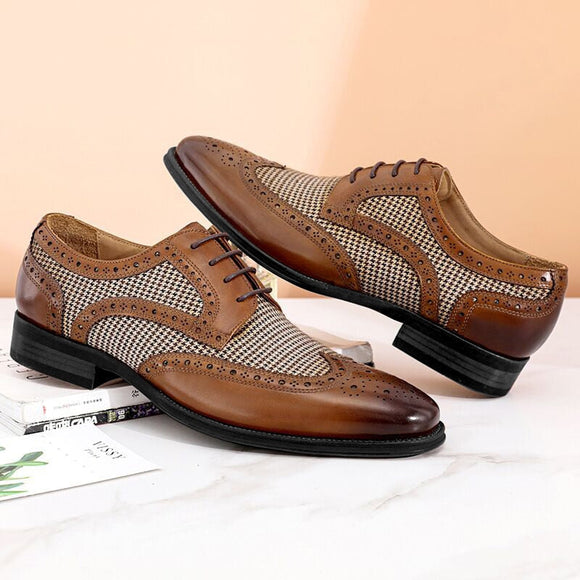 Men Leather Splicing Business Shoes
