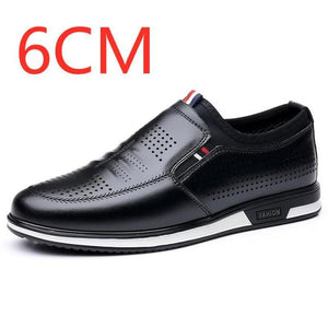 Mens Leather Soft Comfy Loafers Shoes Increasing 6CM