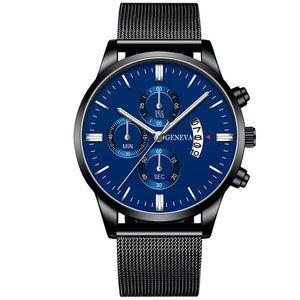 Men Luxury Blue Stainless Steel Quartz Watch