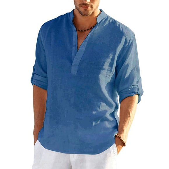 Men's Linen Long Sleeve Casual  Shirt