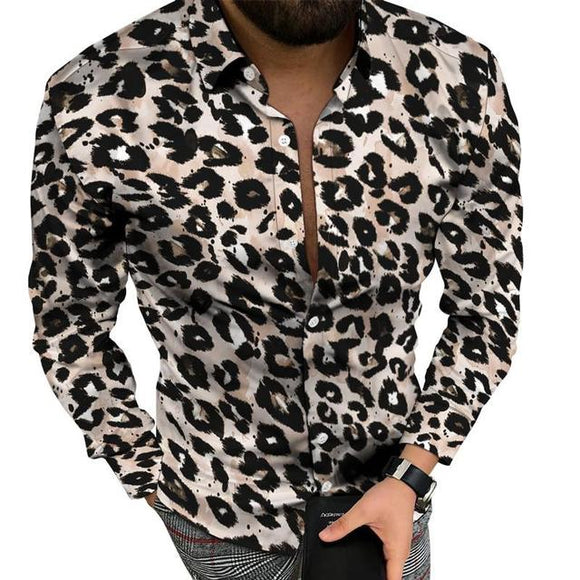 New Fashion Men Leopard Shirt