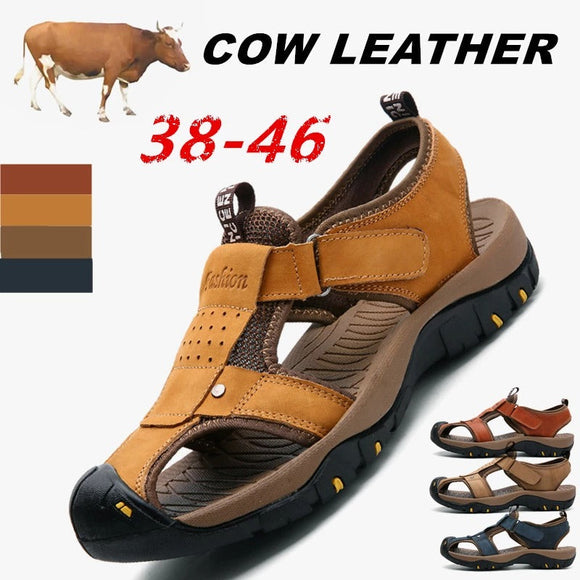 Genuine Cow Leather Men's Outdoor Beach Sandals