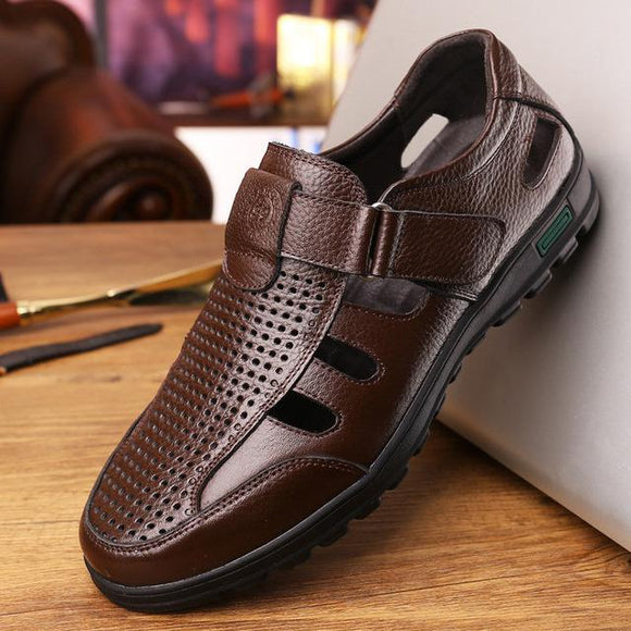 New Men Genuine Leather Orthopedic Sandals