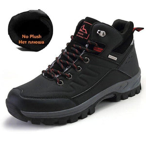 Men Warm Snow Boots Leather Waterproof Shoes
