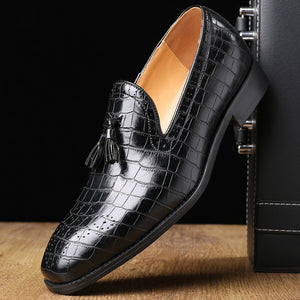 Classic Alligator Leather Tassel Comfort Loafers