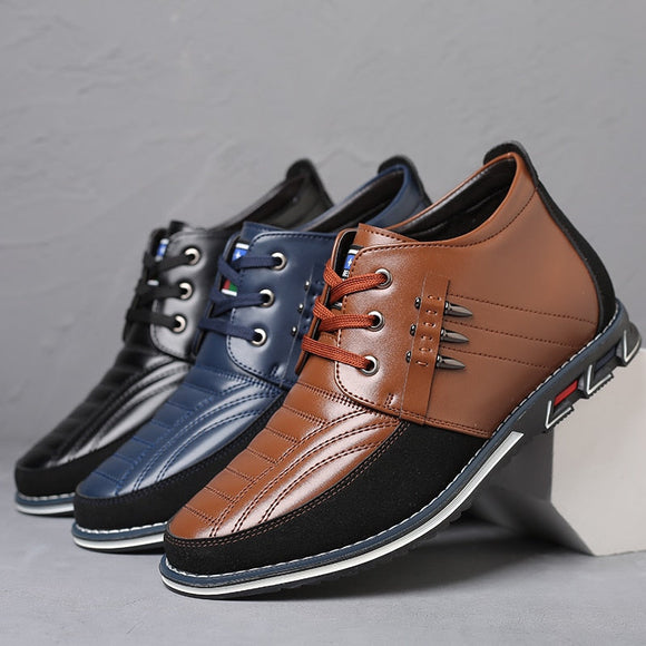 Men Fashion Leather Rivet Lace Up Business Ankle Boots