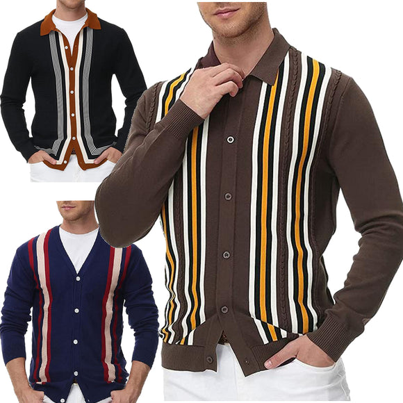 Men Knitted Cardigan Long Sleeve Sweater Coat