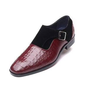 Men Red Leisure Buckle Monk Shoes