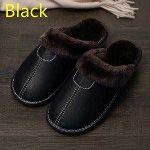 Men Warm Indoor Leather Slippers