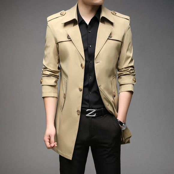Men England Style Long Trench Coats