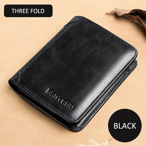 Men PU Leather Tri-Fold Purse Wallet