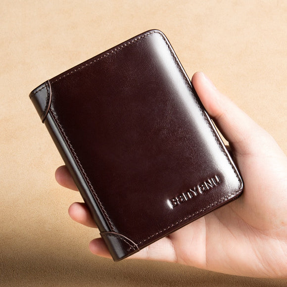 Men PU Leather Tri-Fold Purse Wallet