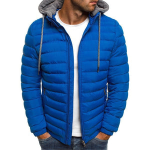 Men Winter Fashion Solid Hooded Cotton Coat