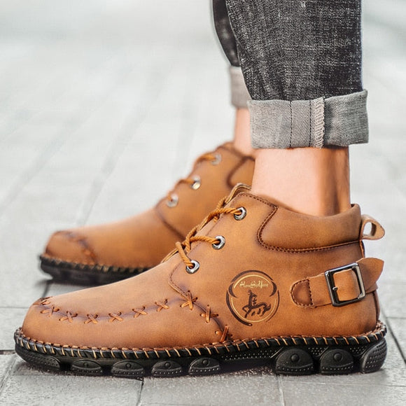 Men Handmade Leather Fashion Ankle Boots