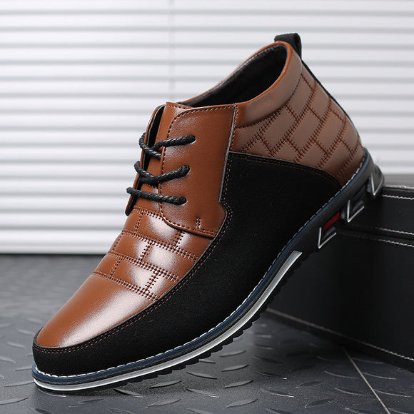 Men's Casual Lace-Up Leather Ankle Boots