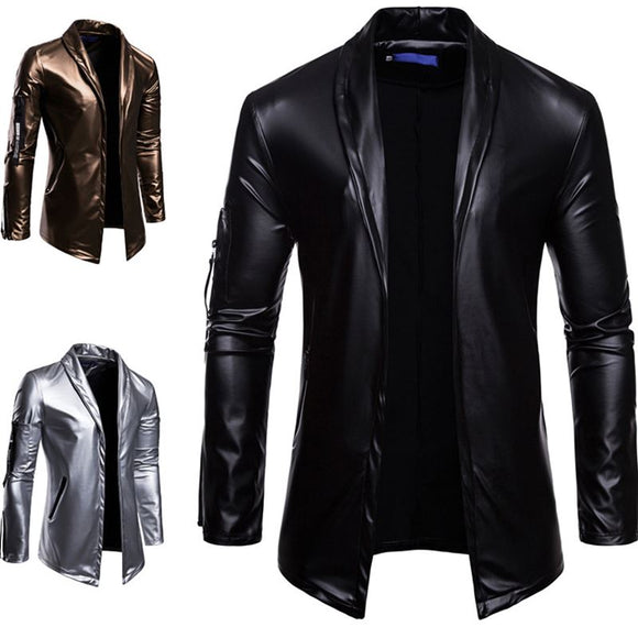 Men's Casual Slim Zipper Motorcycle Leather Jackets
