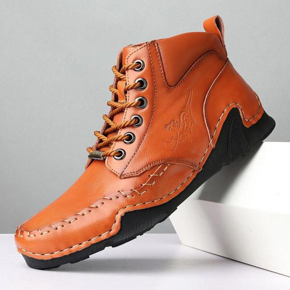 New Men Leather Lace Up Ankle Boots