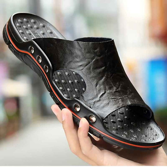 Fashion Soft Sole Men Leather Slippers