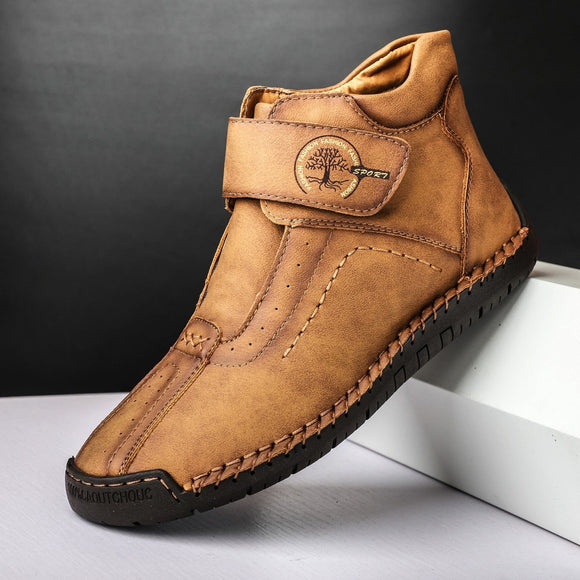Men's Hand Stitching Leather Soft Ankle Boots