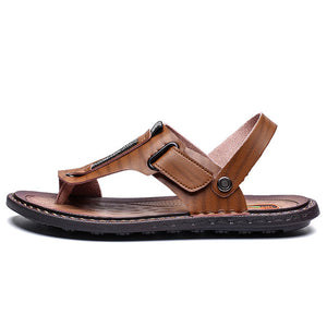 Genuine Leather Flip Flops Men Comfy Sandals