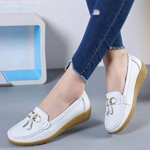 Genuine Leather Women Soft Casual Shoes