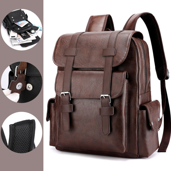Men High Quality Leather Backpack