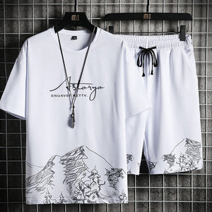 Fashion Print T-shirt + Shorts 2 Pieces Sets
