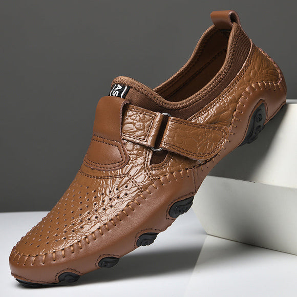 Mens Leather Flats Driving Shoes