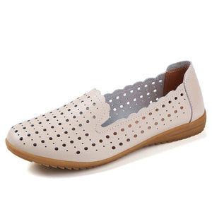Leather Hollow Out Women Flats Shoes
