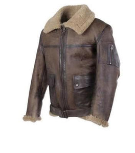 Mens Retro Wool Lined Leather Jacket