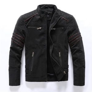 Men Vintage Motorcycle PU Leather Jacket