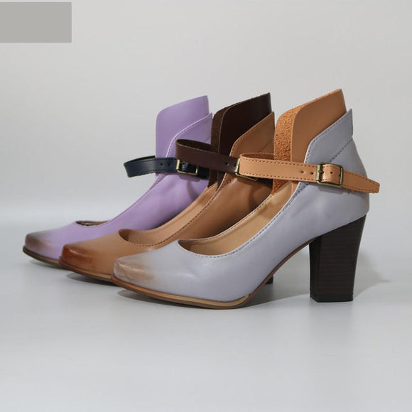 Women High Heel Shallow Leather Shoes